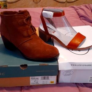 This is A bundle (2pairs) 1-one pair is Brown booties 2-one pair is Brown Sandal